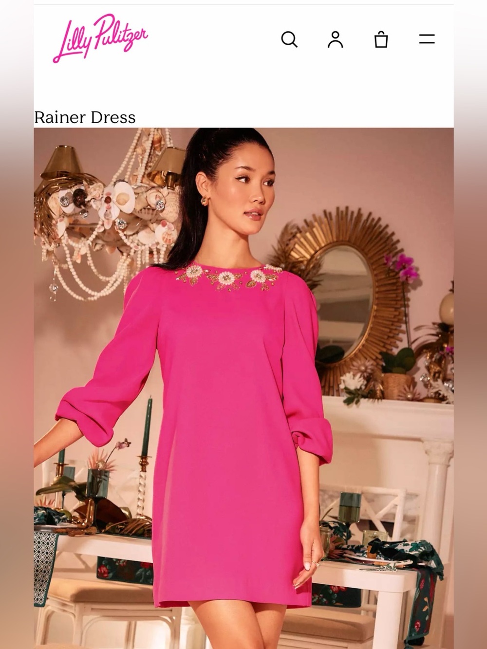 Lilly Pulitzer Hot Pink Embellished Shift Mini Dress